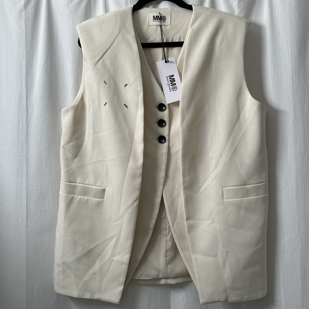 MM6 Maison Martin Margiela Ivory Sleeveless Blazer